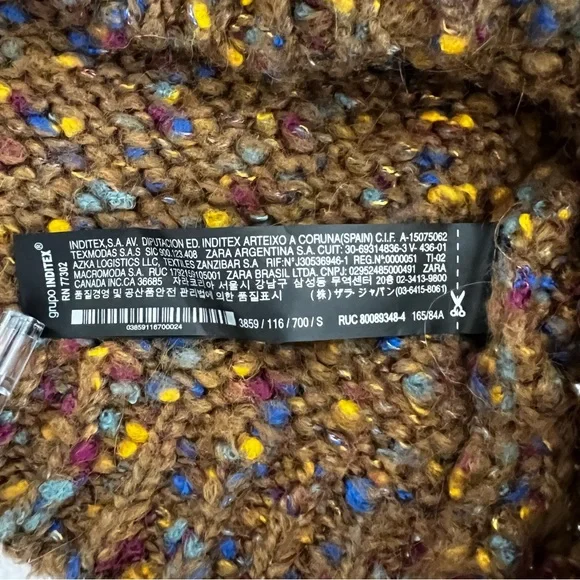 *SOLD* Zara Knit Multicolor Balloon Sleeve Sweater Brown - Picture 12 of 15